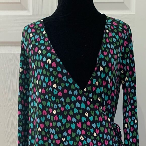 Helen Wang Hearts Wrap Front Dress Tunic Top Black - Picture 2 of 9